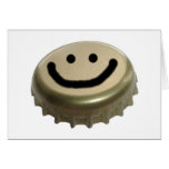 Beer Bottle Cap Smiley Face Card