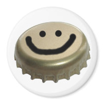 Beer Bottle Cap Smiley Face Refrigerator Magnet