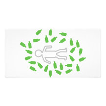 beer drunken man icon photo card