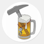 Beer Hammer Round Sticker