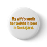 Beer Husband White Button