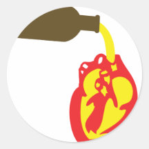 beer in chamber of the heart round stickers