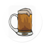 Beer Mug Caricature Round Sticker