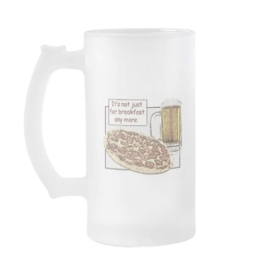 Beer & Pizza for Breakfast Frosty Cold Mug by indiefilmnoir