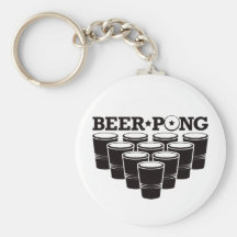 Beer Pong Basic - Black Keychain