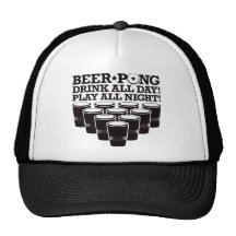 Beer Pong Drink All Day Play All Night - Black Hat