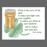 Beer & Shamrock/Irish Saying postcards