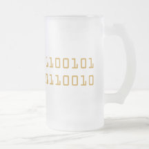 Beer written in binary code frosted stein mug