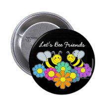 Bees & Flowers Button