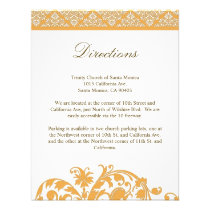 Beeswax Damask Wedding Direction Card Invitation invitations