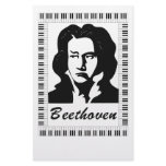 beethoven portrait with piano key frame stationery paper