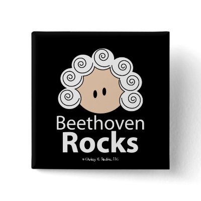 Beethoven Rocks Button by MusicTeesGifts