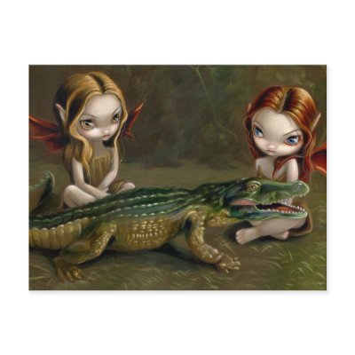"Befriending an Alligator" Postcard by strangeling