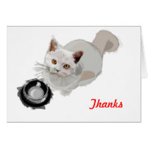 Begging Cat with Empty Food Bowl Greeting Card