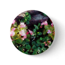 Begonias By Stone Wall Pinback Button