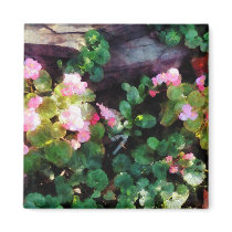 Begonias By Stone Wall Fridge Magnet