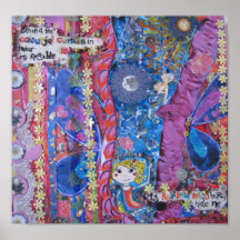 Behind the colourful curtain print