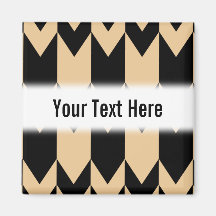 Beige and Black Chevron Pattern. Fridge Magnet