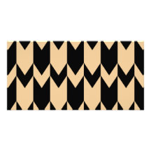 Beige and Black Chevron Pattern. Photo Card Template