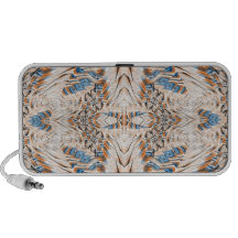 Beige and Blue Fractal Art Doodle PC Speakers