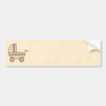Beige Baby Pram. On spotty background. Bumper Stickers