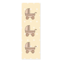 Beige Baby Pram. On spotty background. Business Cards