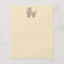 Beige Baby Pram. On spotty background. Full Color Flyer
