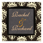 Beige & Brown DAMASK  CLASSIC Wedding INVITATION