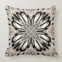Beige Brown Fractal Flower American MoJo Pillow