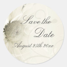Beige Floral Elegant Save the Date Envelope Seals Round Stickers