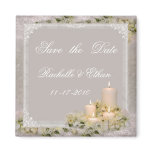 Beige & Ivory Candle Flower Save the Date Wedding