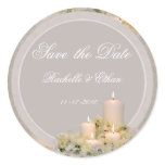 Beige & Ivory Candle Flower Save the Date Wedding stickers