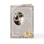 Beige Ivory Candle Wedding Invitation Photo Card