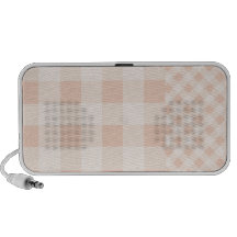 Beige Linen Gingham Travelling Speakers
