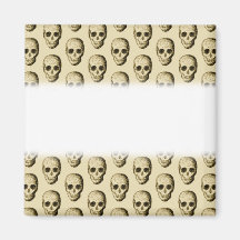 Beige Pattern with Skulls. Refrigerator Magnet
