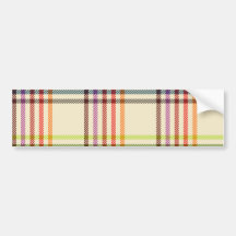 Beige tartan with multi-coloured stripes bumper sticker