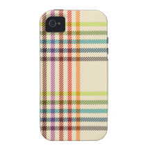 Beige tartan with multi-coloured stripes iPhone 4/4S cases
