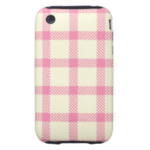 Beige tartan with pink stripes tough iPhone 3 case