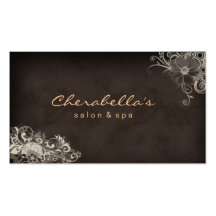 Beige Trendy Salon Spa Floral business card