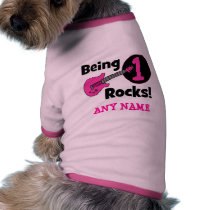Being 1 Rocks! with Pink Guitar Pet T-shirt