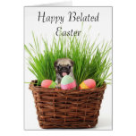 Belated Easter pug puppy greeting card