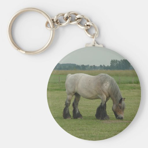 Belgian Draught   Horse-colour grey grazing Key Chain