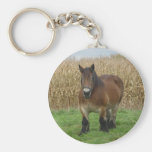 Belgian Draught   Horse-in front of a corn field Key Chain