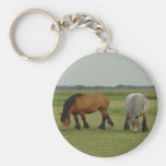 Belgian Draught   Horse-one grey, one brown Keychains