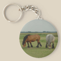 Belgian Draught   Horse-one grey, one brown keychains
