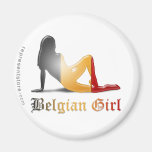 Belgian Girl Silhouette Flag Fridge Magnets