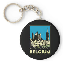 belgium europe art deco retro travel vintage key chain