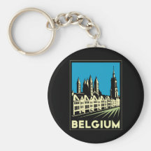 belgium europe art deco retro travel vintage key chain