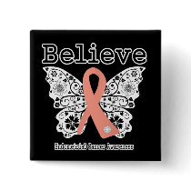 Believe - Endometrial Cancer Butterfly Pinback Buttons