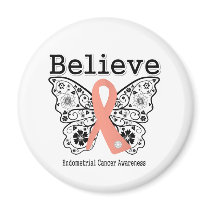 Believe - Endometrial Cancer Butterfly Refrigerator Magnets